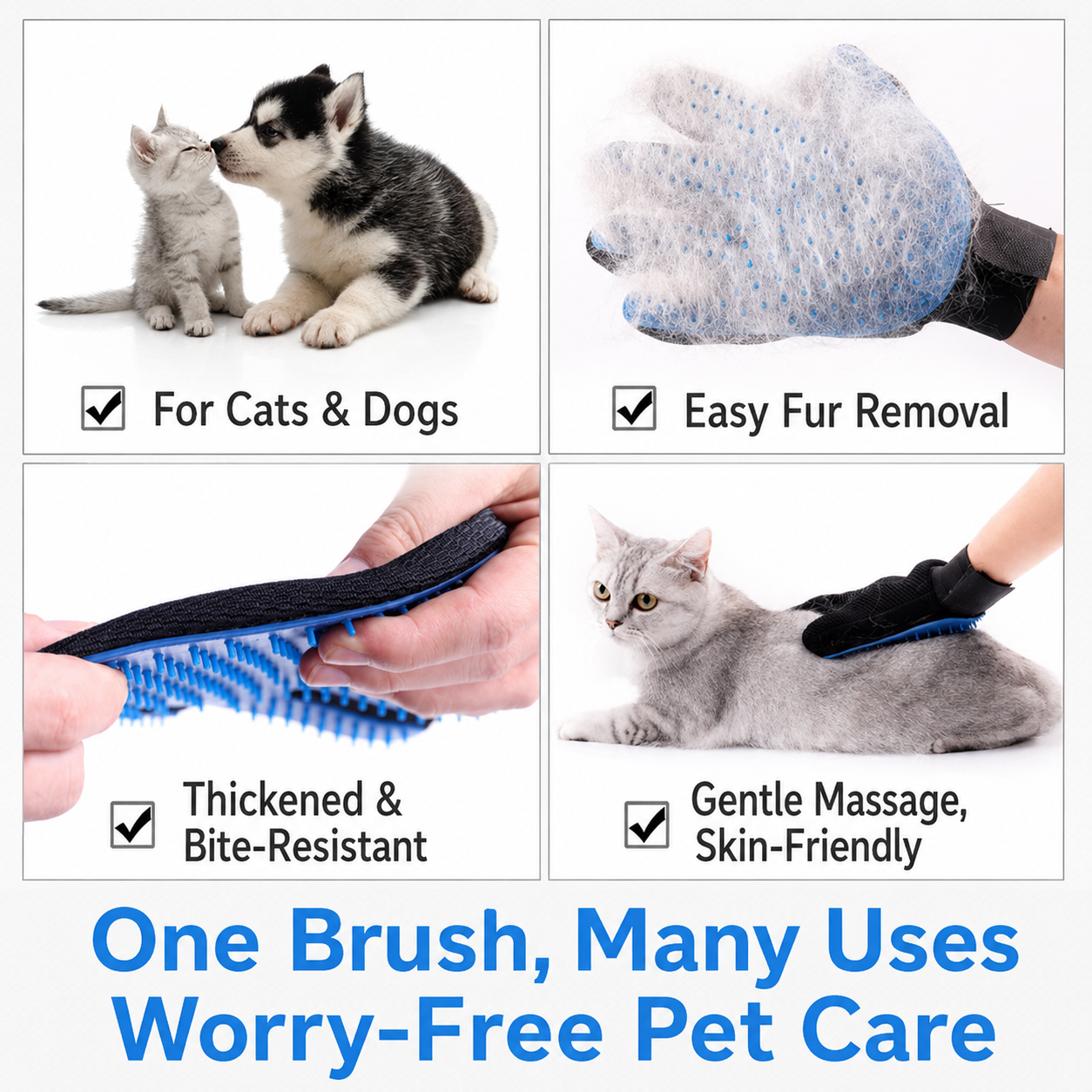 Pet Grooming Glove for Dogs & Cats – Shedding & Cleaning Brush