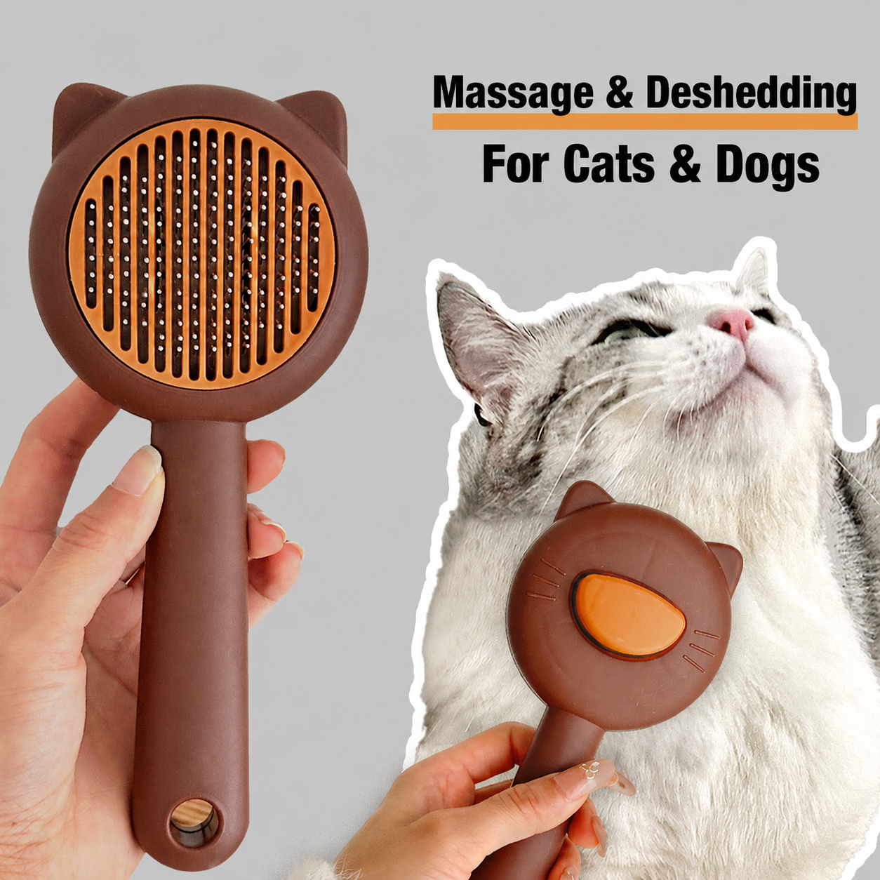 One-Click Pet Hair Removal Grooming Brush Gloves