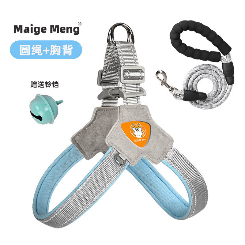 Reflective Y-Shaped Dog Harness and Leash Set