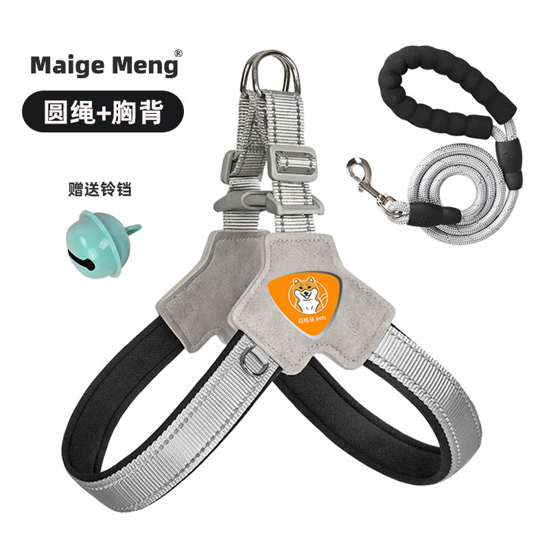 Reflective Y-Shaped Dog Harness and Leash Set