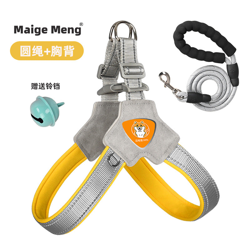 Reflective Y-Shaped Dog Harness and Leash Set