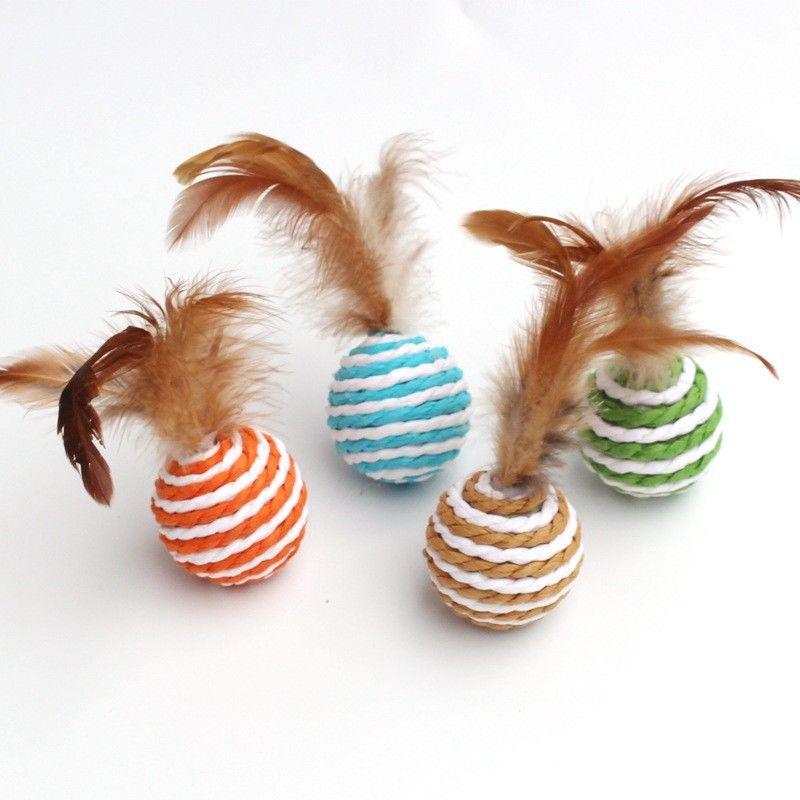 Feather Paper Rope Rattle Ball Cat Toy