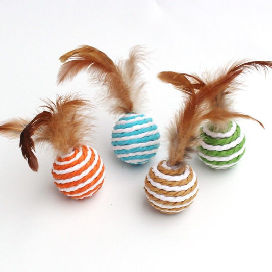 Feather Paper Rope Rattle Ball Cat Toy