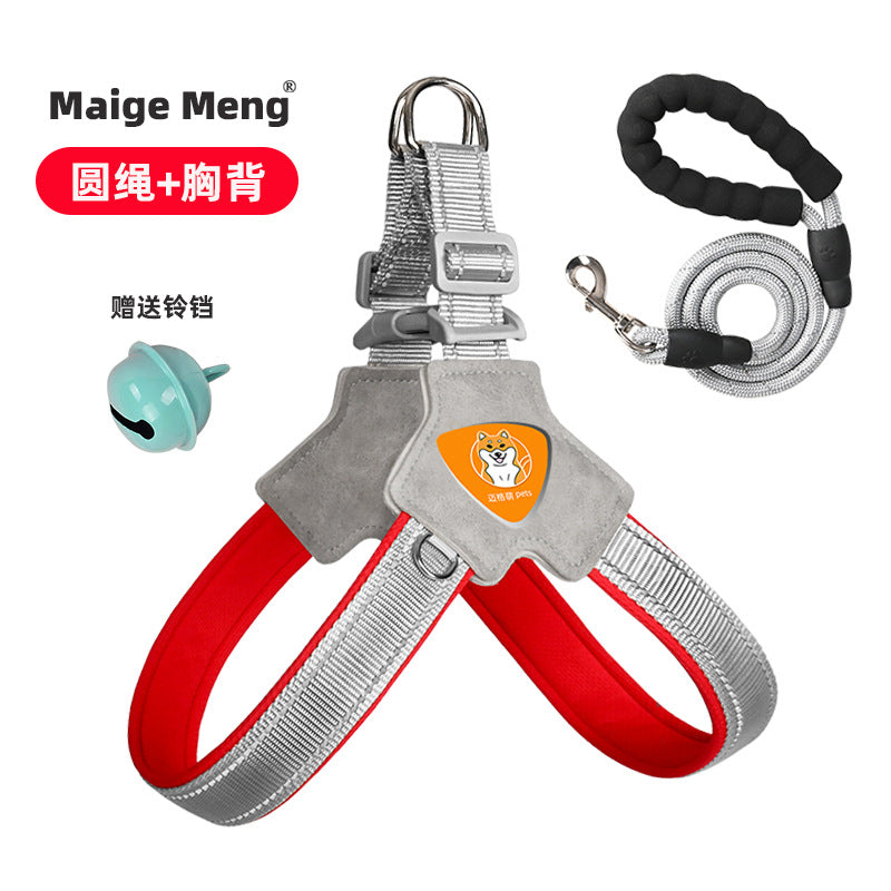 Reflective Y-Shaped Dog Harness and Leash Set